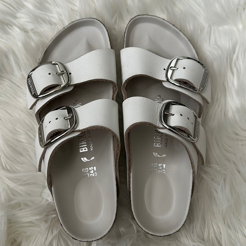 Birkenstock Arizona Big Buckle Slide Sandal (White, size 38)